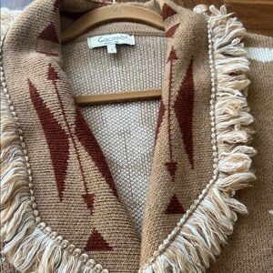 Cocogiò Western Yellowstone Vibe Women's Fringed Cardigan in Tan and Brown